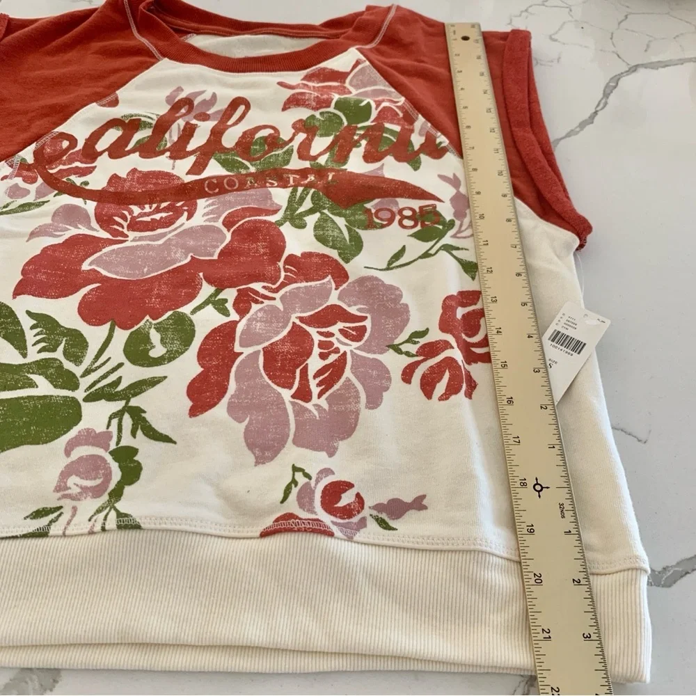 🌺 ANTHROPOLOGIE Pilcro Muscle Sweatshirt Tank in California Poppy Flower Red - Picture 10 of 15